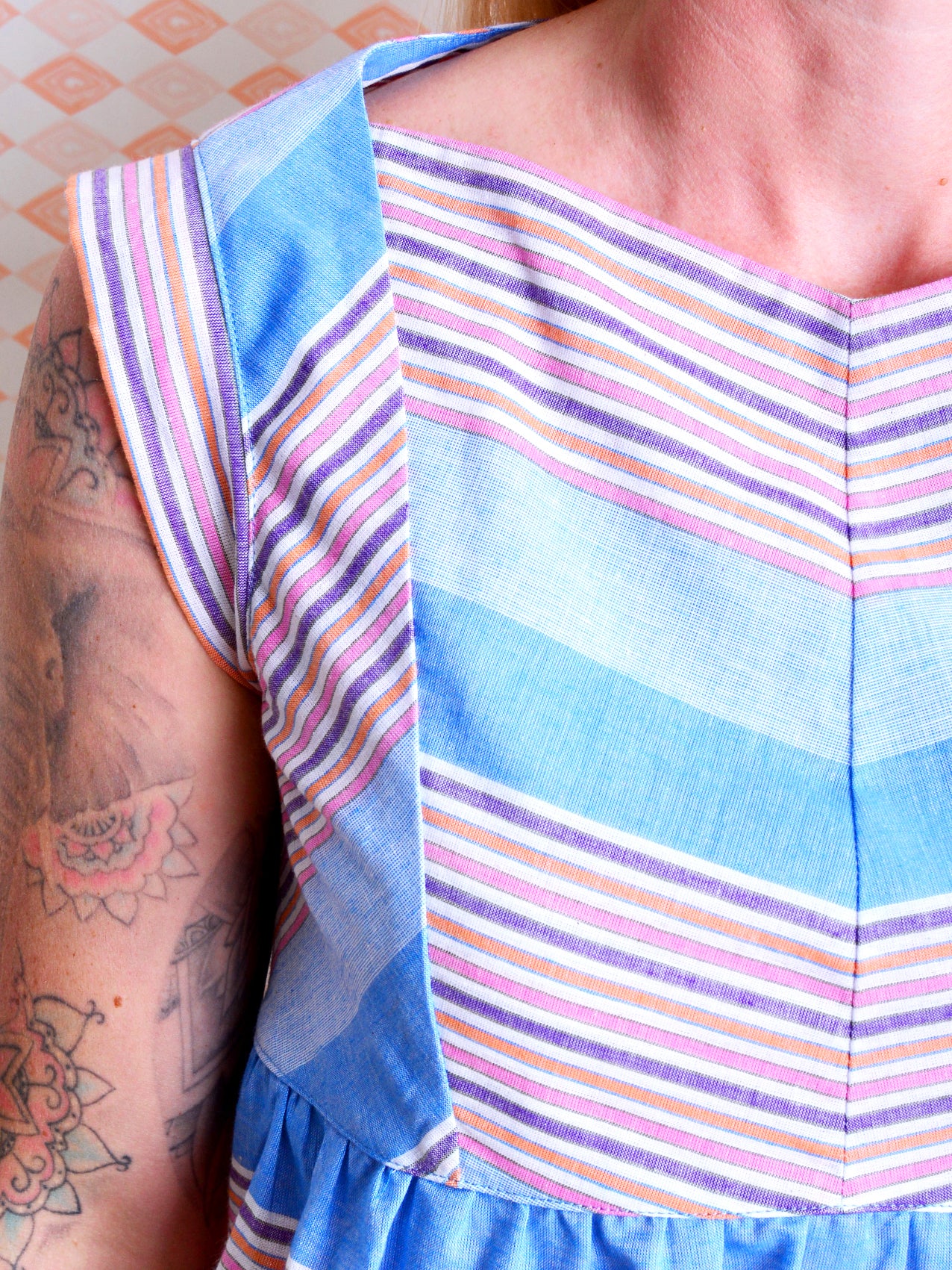 gestreifte Sommerbluse KRISTINA blau orange Streifen von STADTKIND