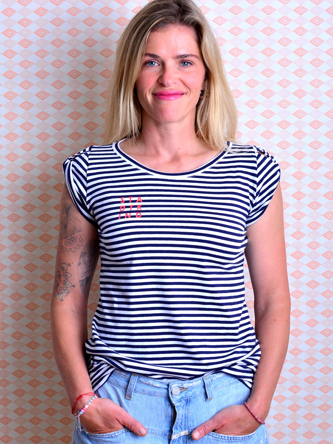 *** Jersey Shirt ASTRID M & L & XL & XXL dunkelblau gestreift Streifen blau