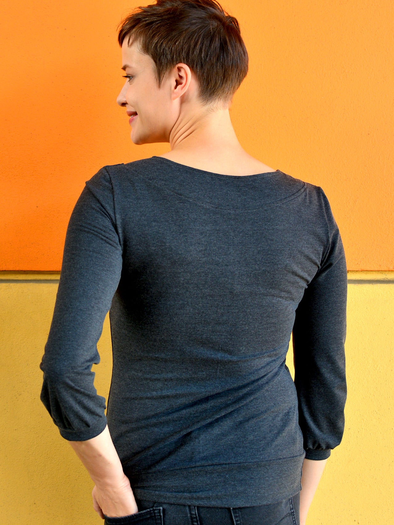 Jersey Shirt TATJANA dunkelgrau Polka Dots grau Punkte von STADTKIND POTSDAM