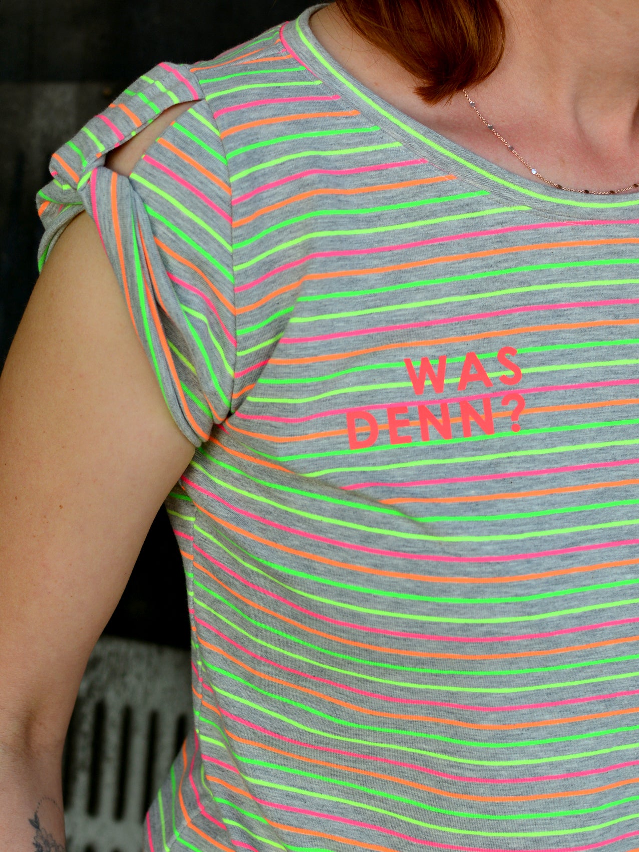 LIMITED EDITION - Jersey Shirt ASTRID gestreift grau Streifen grün zum SPECIALPREIS