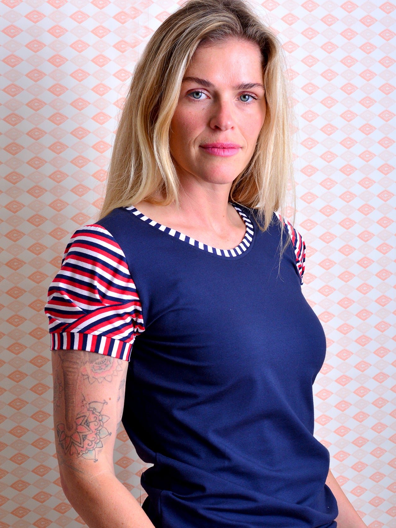 Jersey Shirt REBECCA blau rot weiss Streifen von STADTKIND