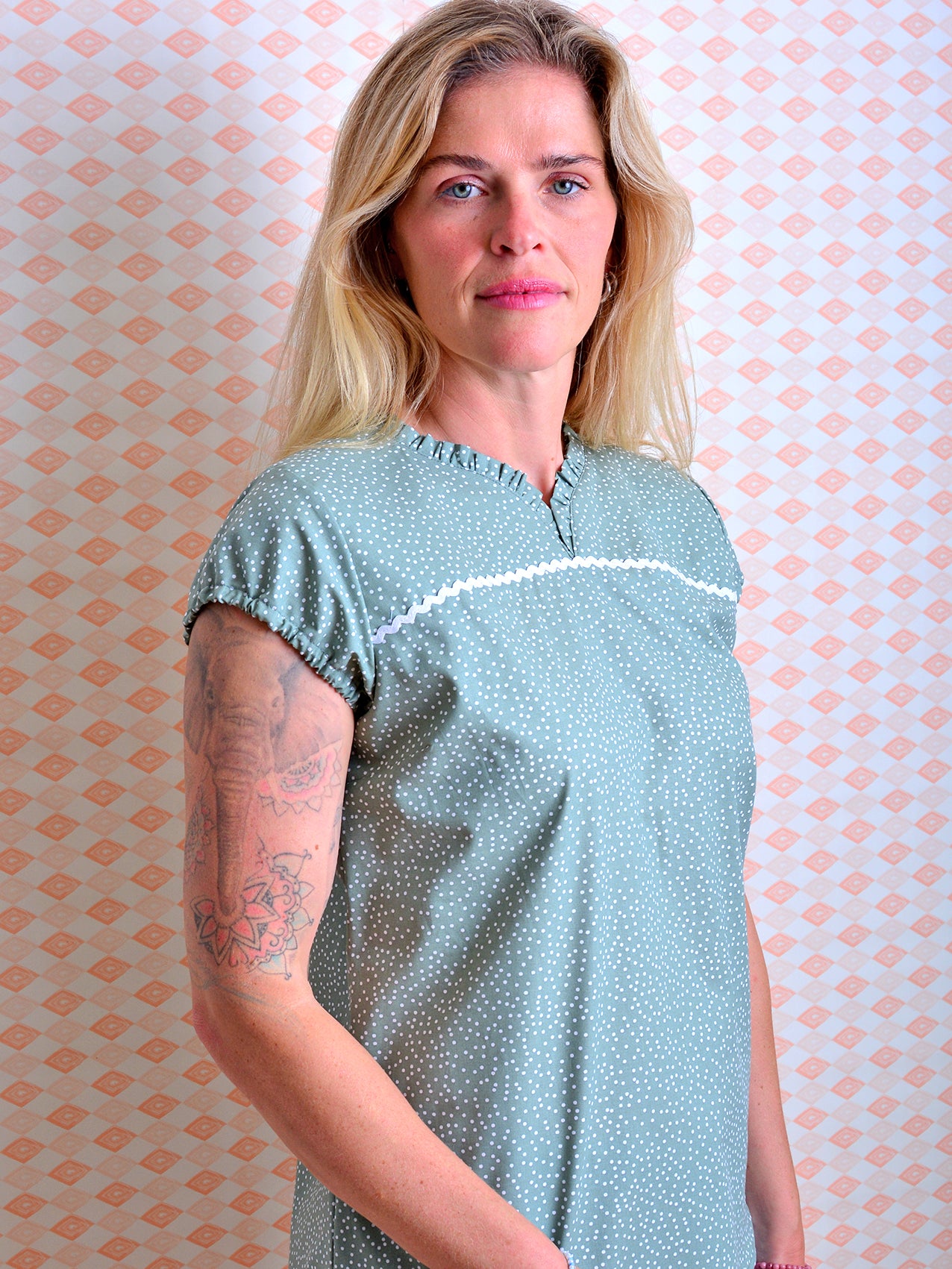 Sommerbluse VIKTORIA mintgrün Punkte von STADTKIND