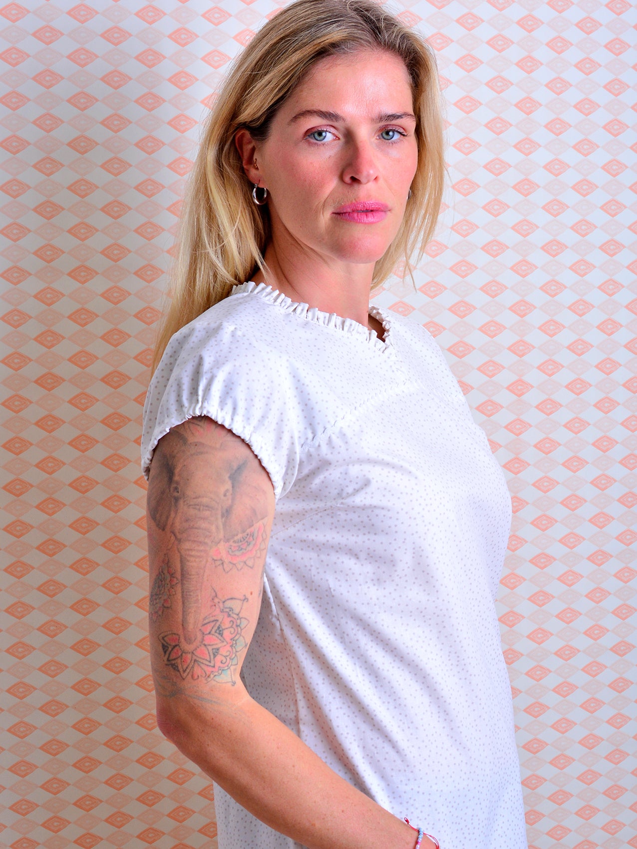SALE > M (38) & L (40) & XL (42) Sommerbluse VIKTORIA weiß Punkte