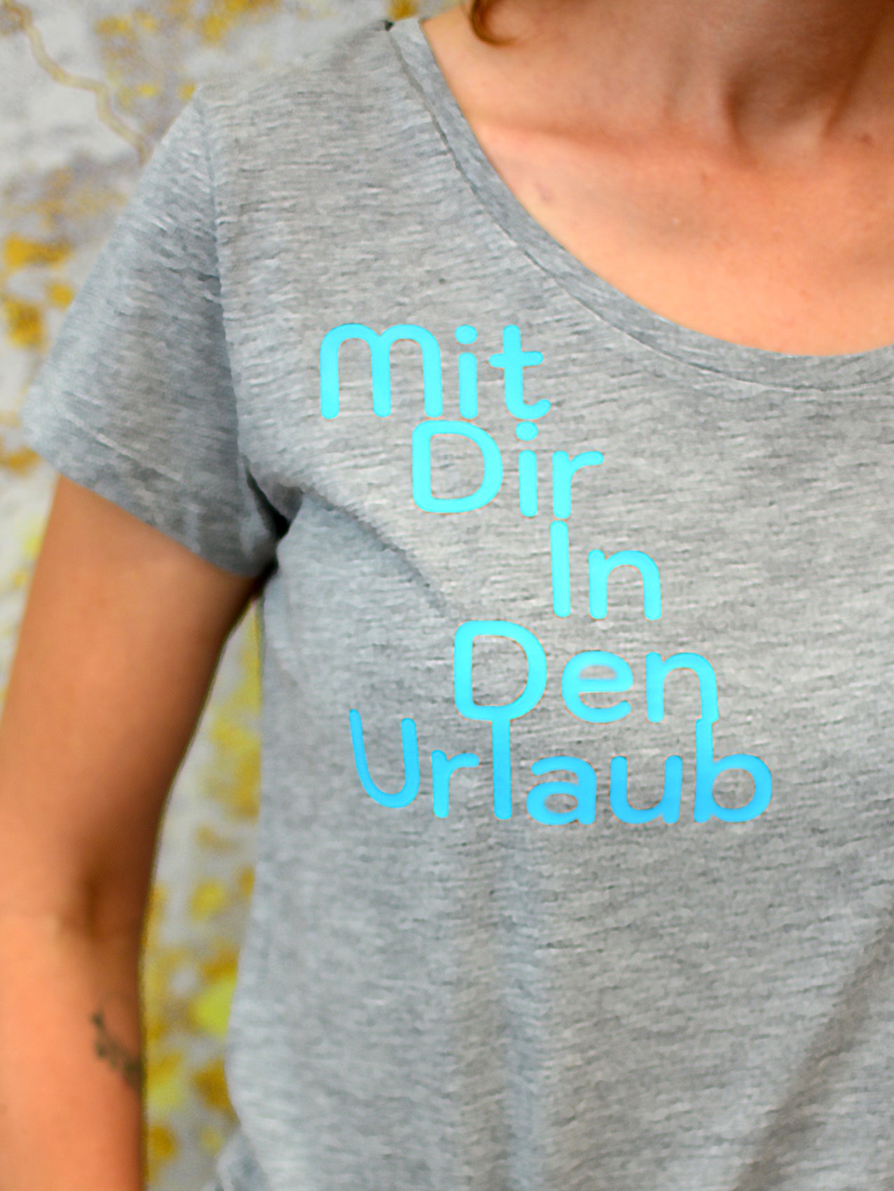 Jersey Shirt MIT DIR IN DEN URLAUB grau meliert