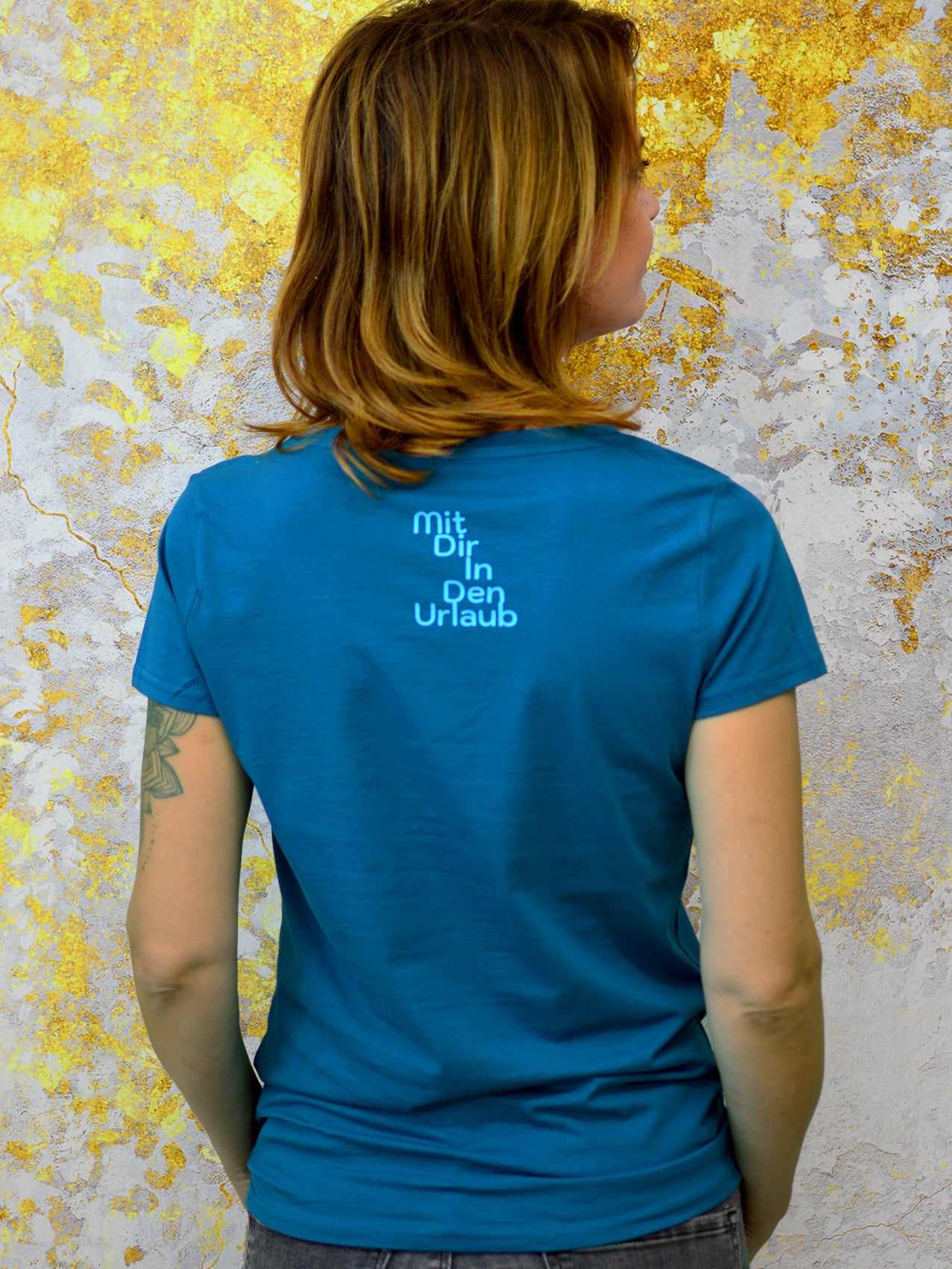 Jersey Shirt MIT DIR IN DEN URLAUB türkis blau petrol