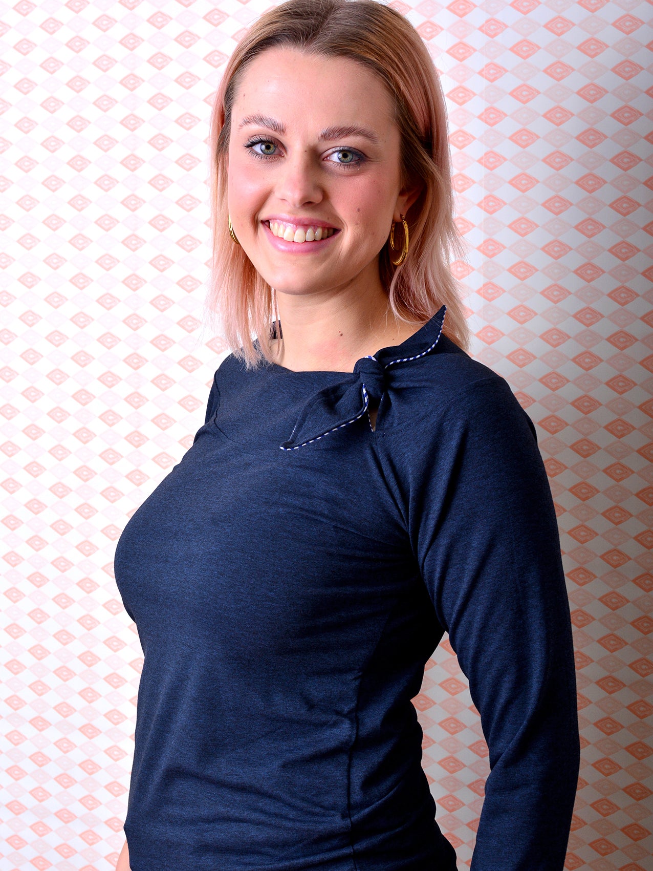 Jersey Shirt CORINNA Schleife dunkelblau meliert Streifen blau von STADTKIND