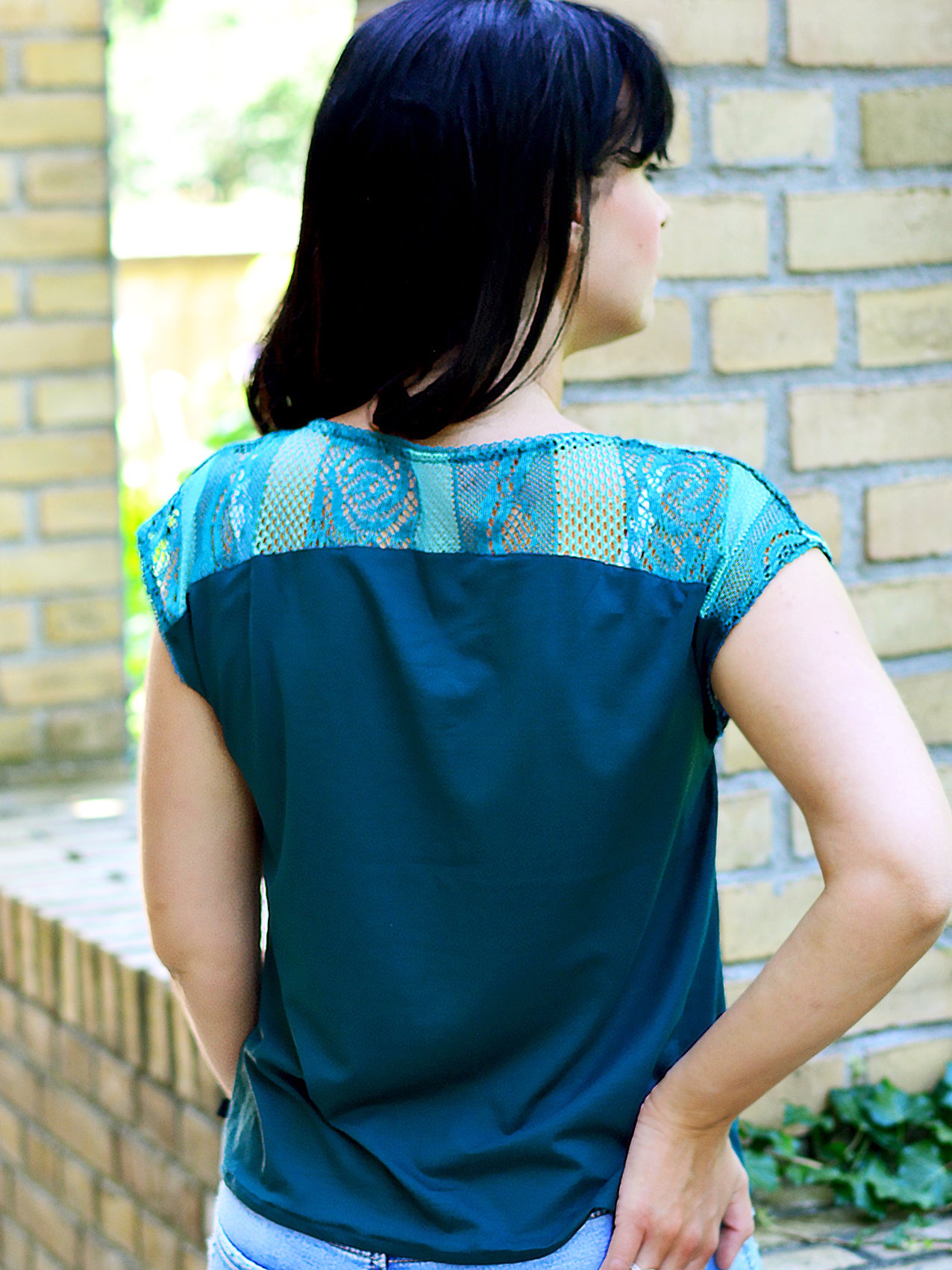 Jersey Shirt SOPHIE petrol Spitze von STADTKIND POTSDAM