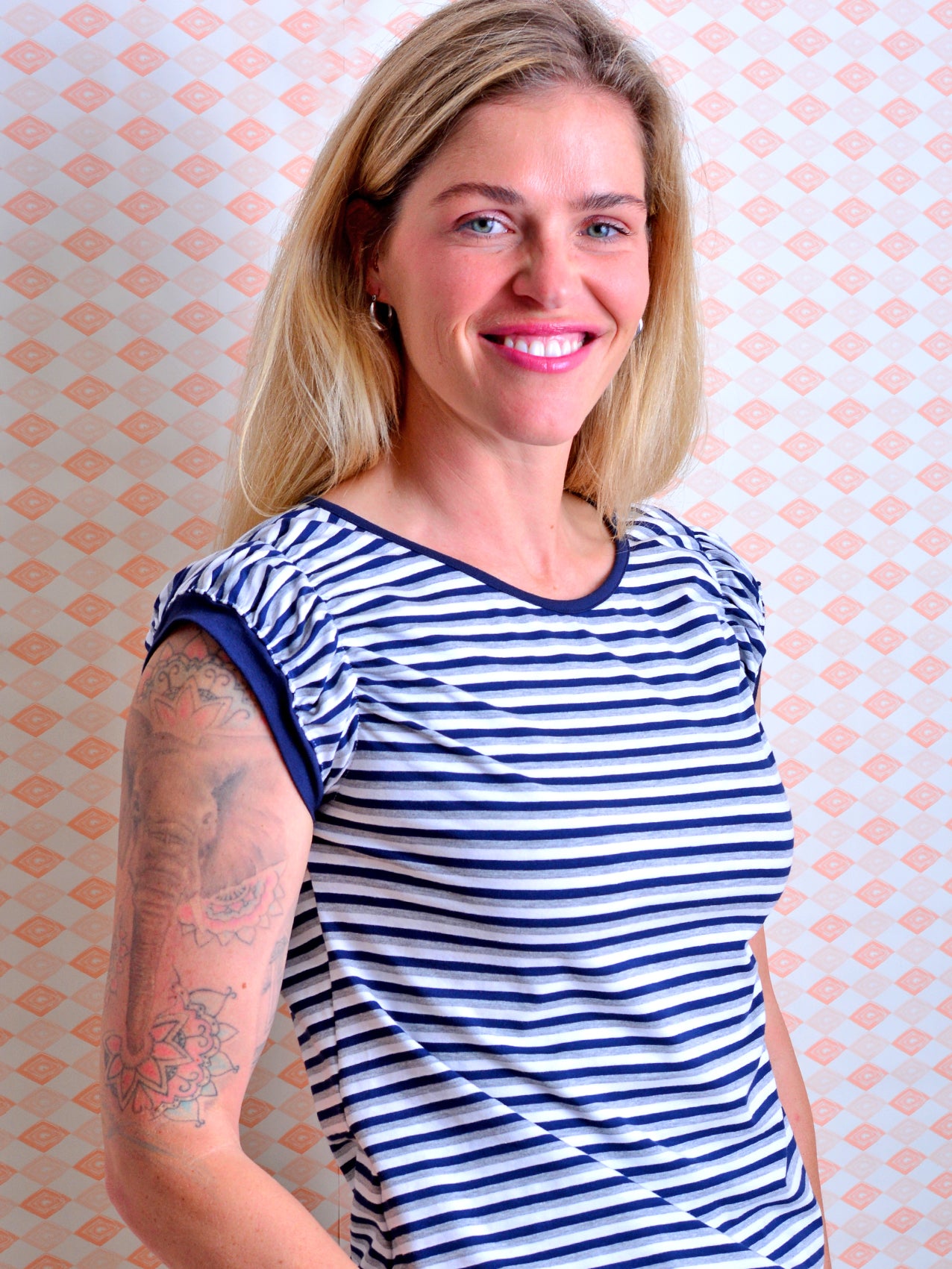 gestreiftes Jersey Shirt LENA blau grau weiss Streifen von STADTKIND