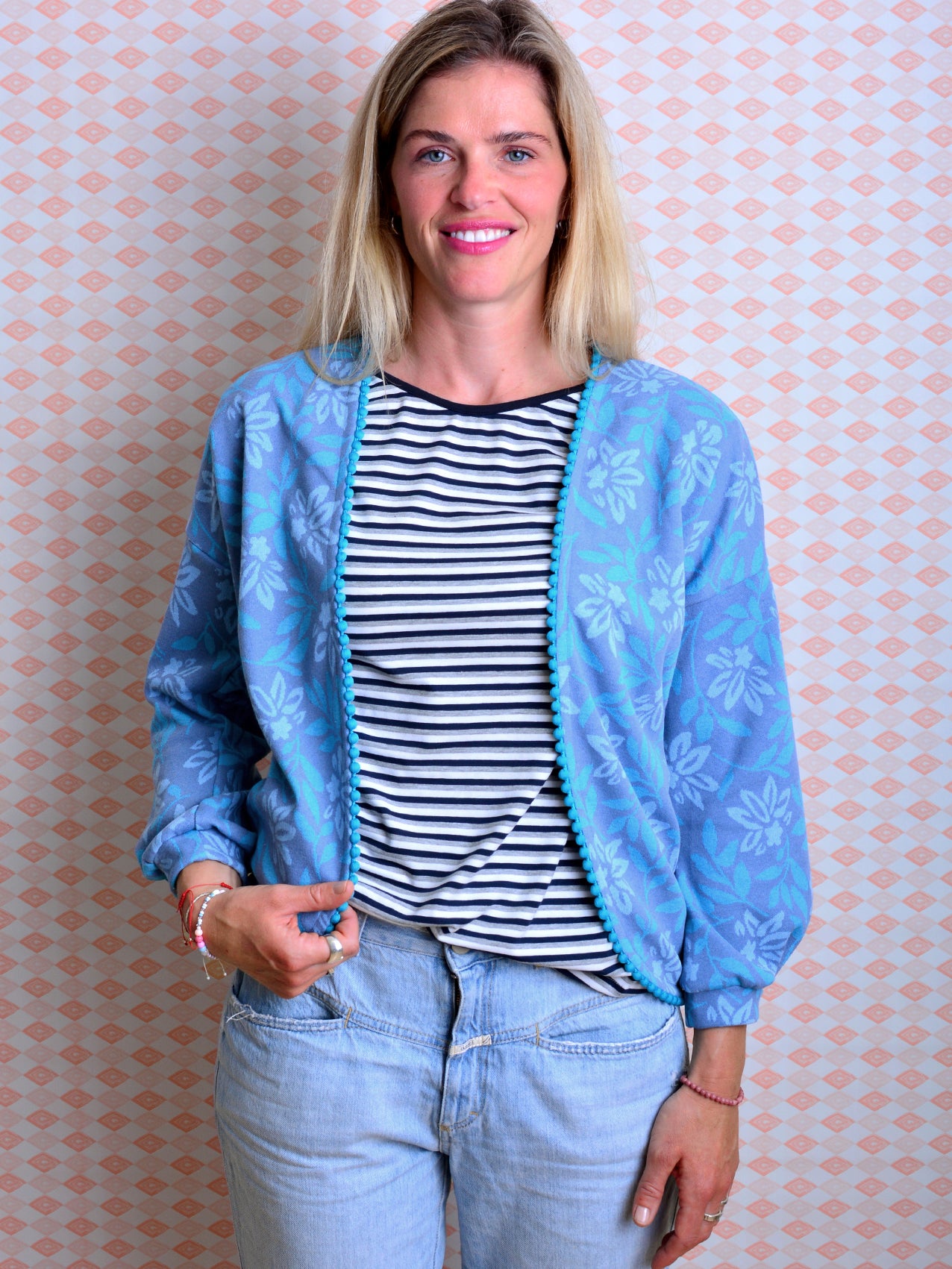 *** Cardigan NINA M (38) & L (40) blau Jacke Strickjacke