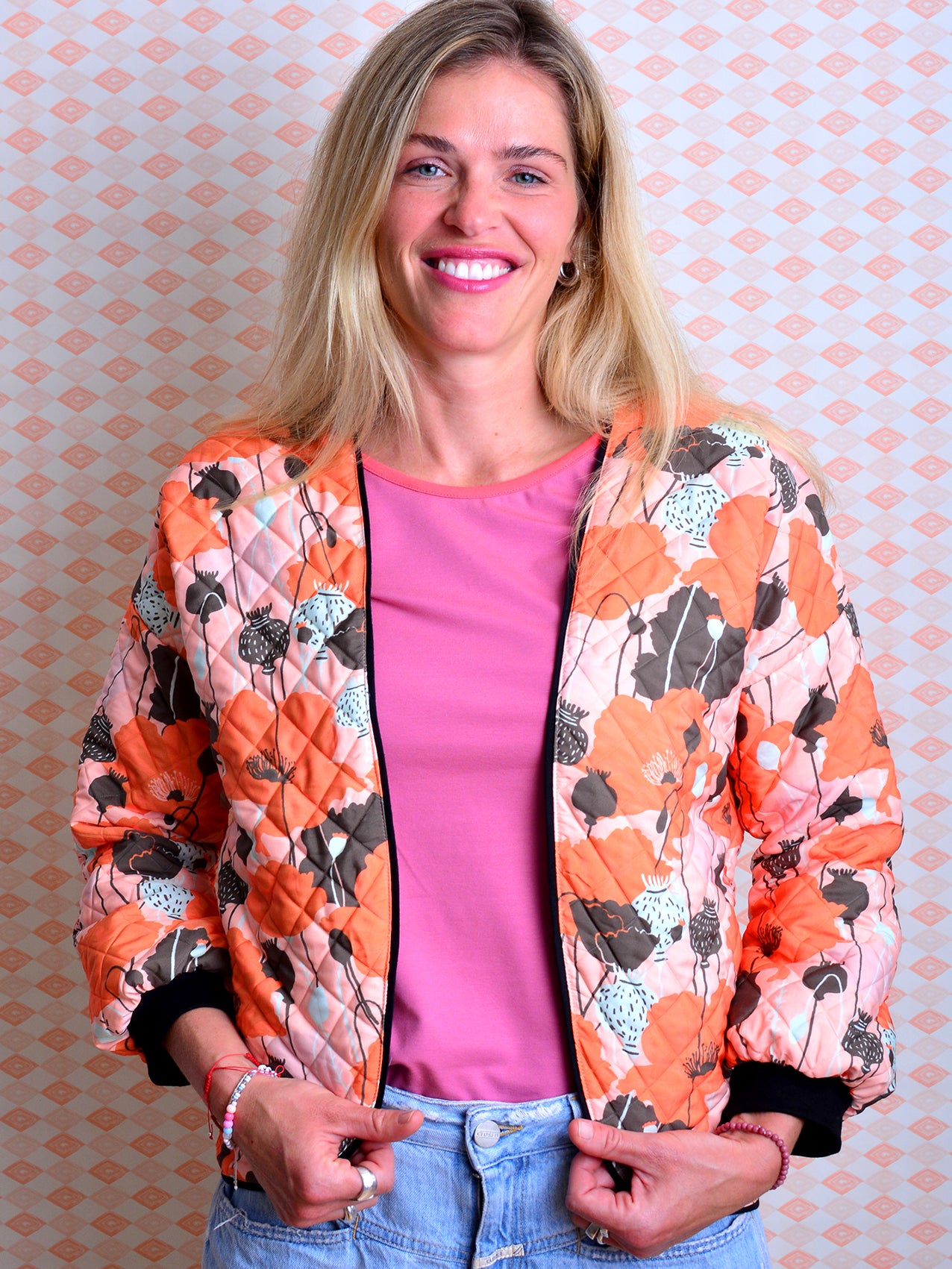 Steppjacke Blouson KERSTIN orange rosa schwarz Jacke von STADTKIND