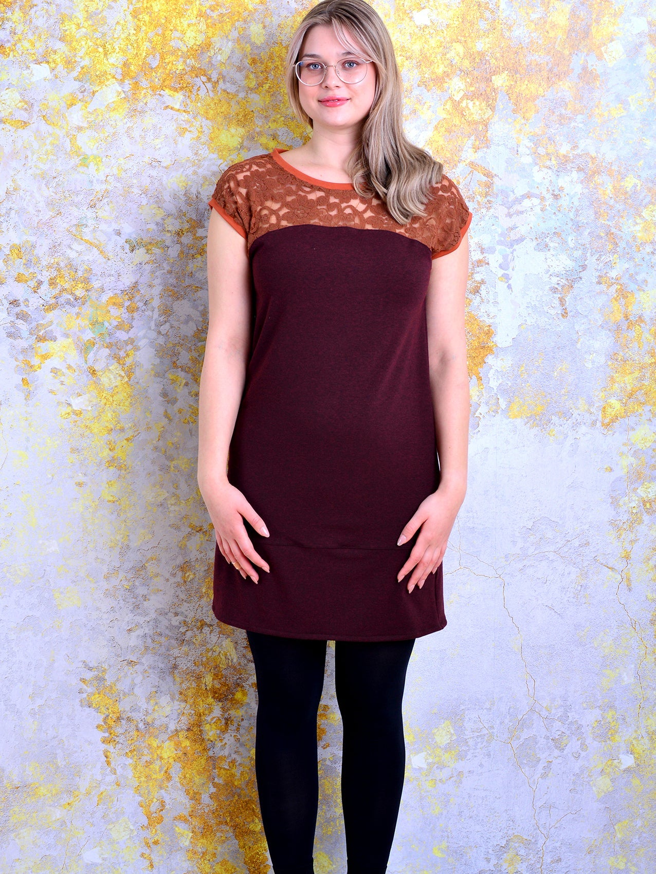 SALE > M (38) Jerseykleid KIRSTEN aubergine Kleid dunkelrot