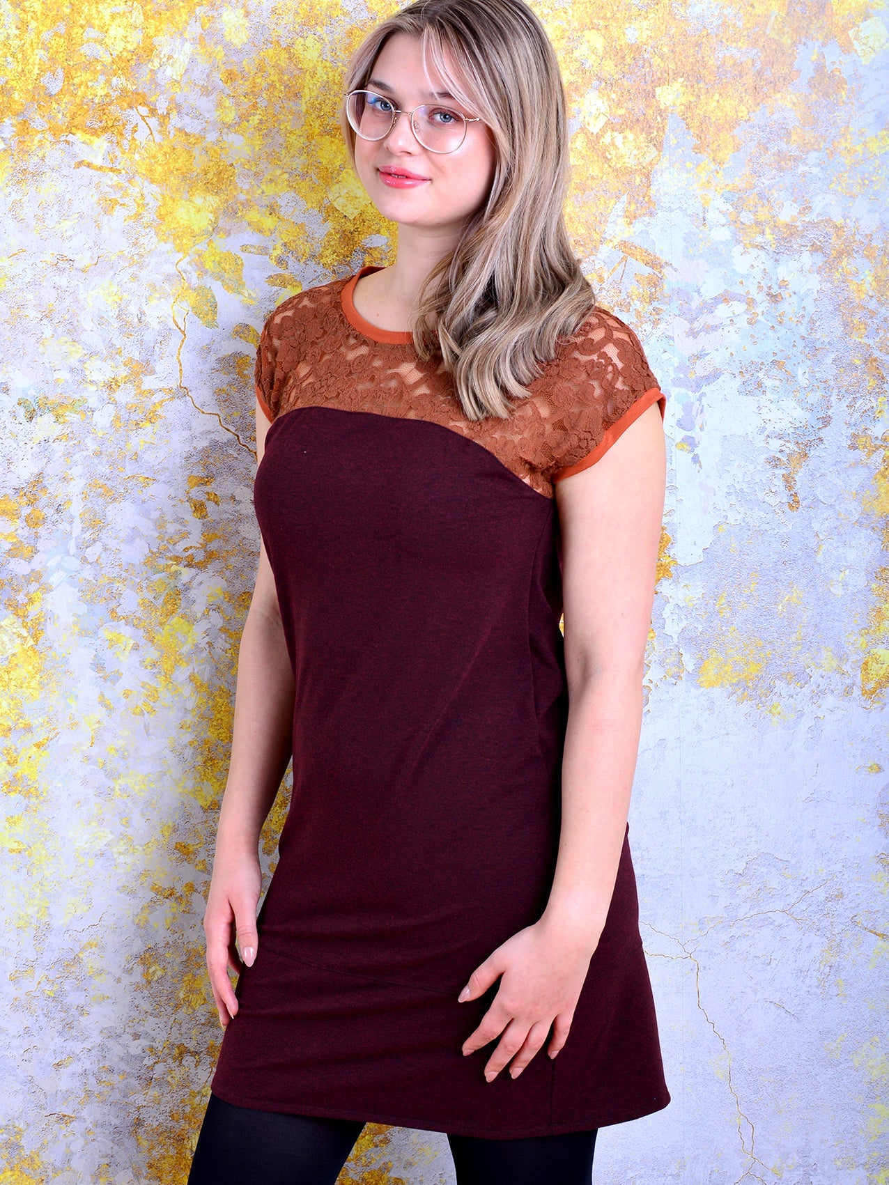 SALE > M (38) Jerseykleid KIRSTEN aubergine Kleid dunkelrot