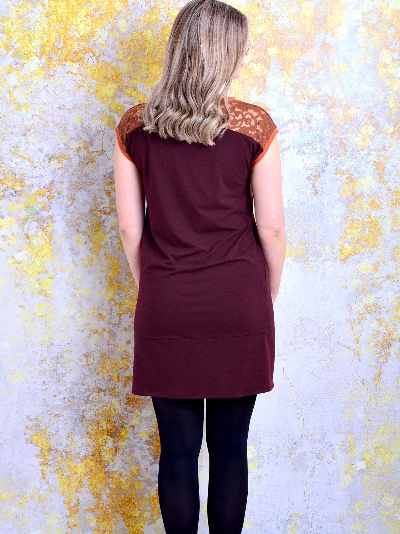 SALE > M (38) Jerseykleid KIRSTEN aubergine Kleid dunkelrot