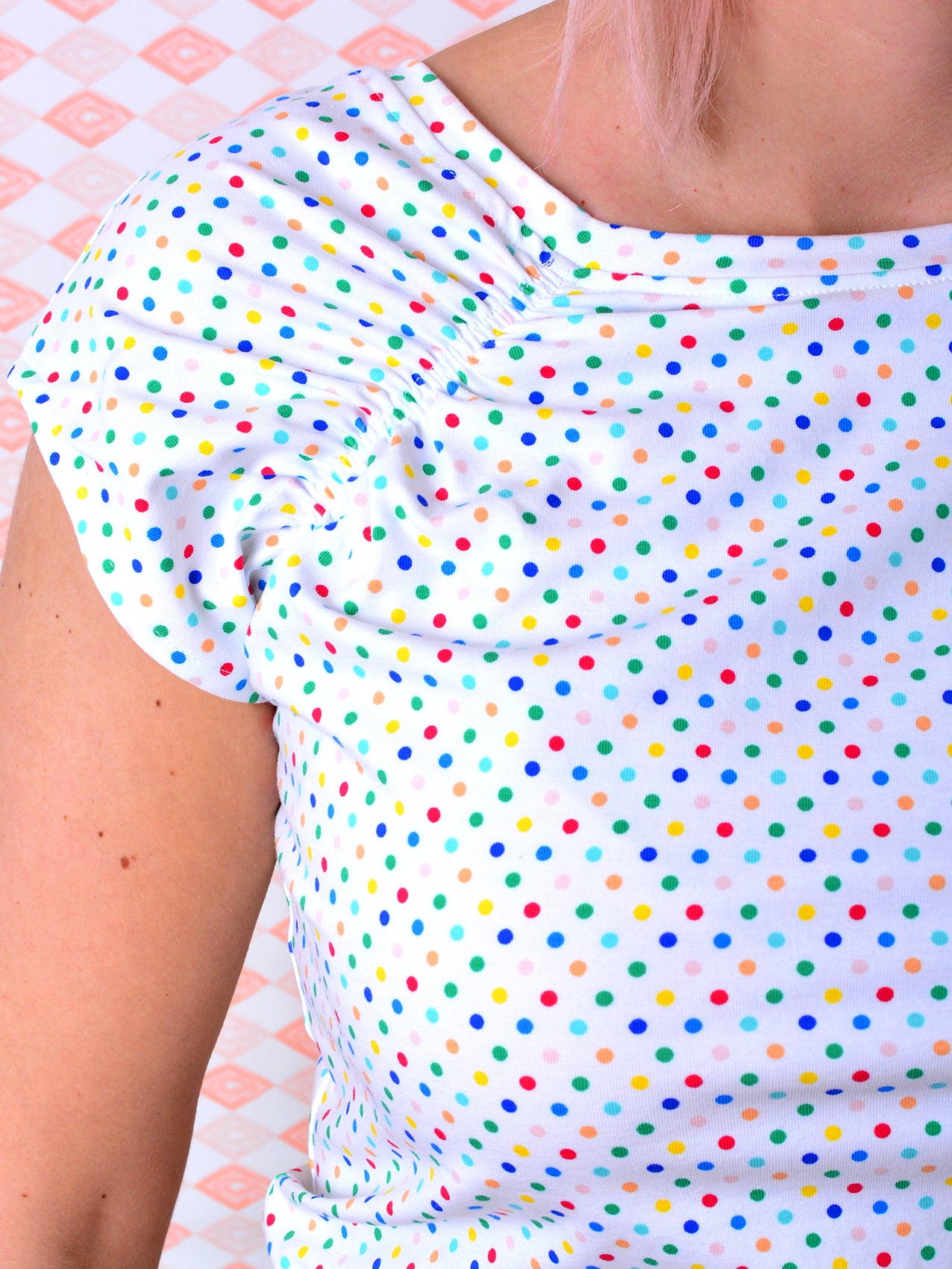 gepunktetes Jersey Shirt SABINE weiss Polka Dots Punkte von STADTKIND