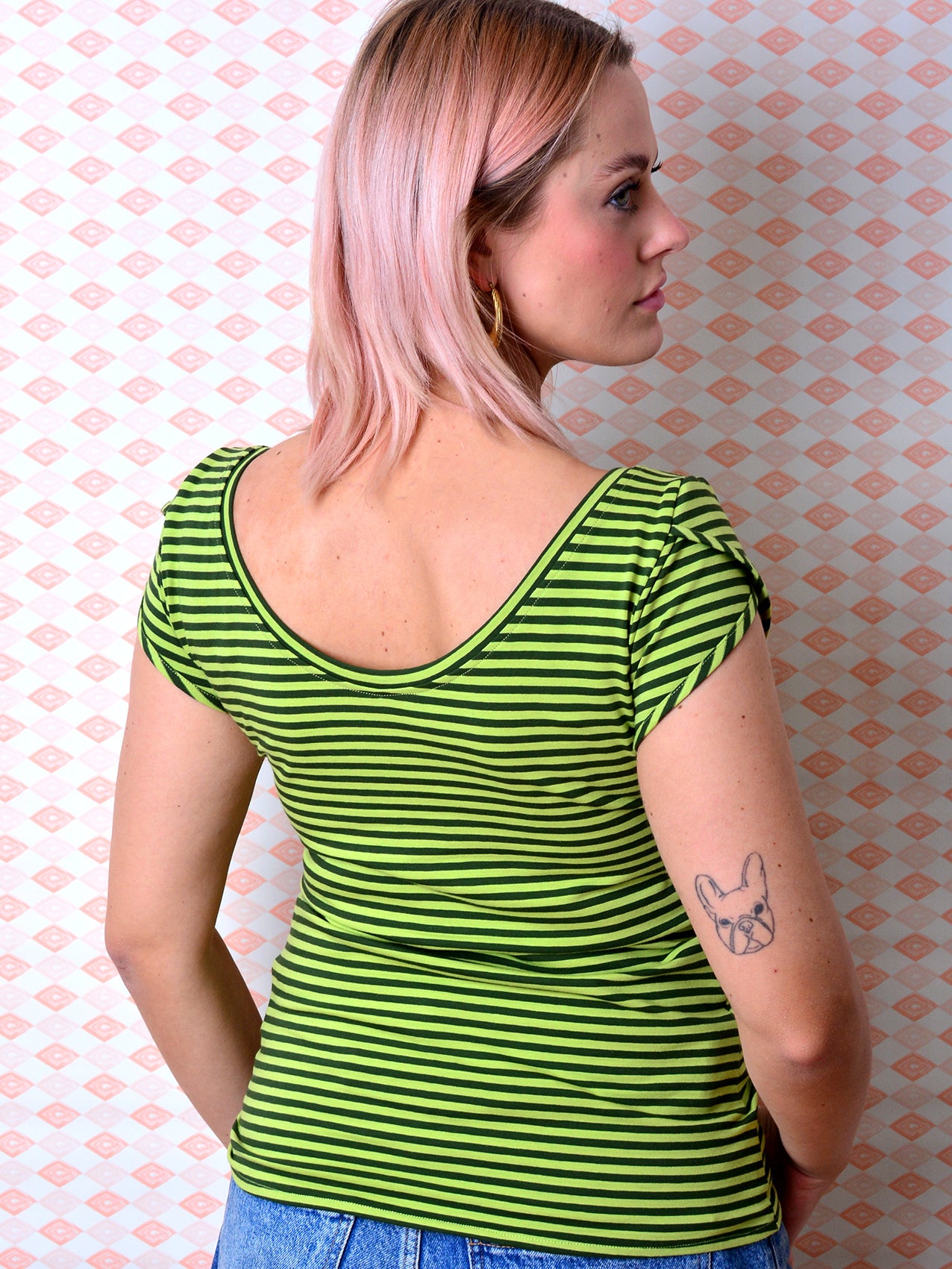 gestreiftes Jersey Shirt SANDRA grün Streifen Herz von STADTKIND