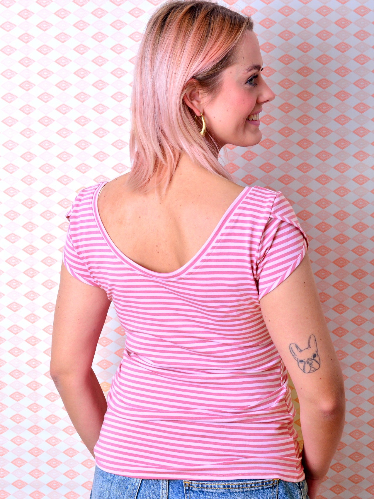 gestreiftes Jersey Shirt SANDRA rosa orange weiss Streifen Herz von STADTKIND