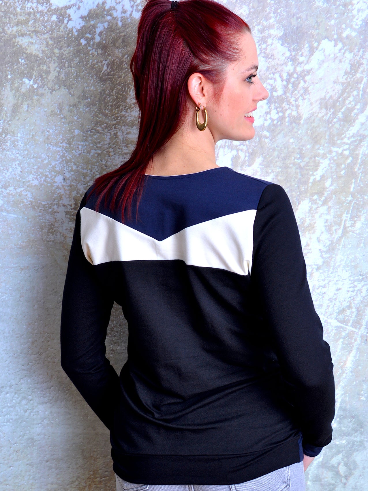 Sweatshirt ANJA schwarz blau weiss von STADTKIND POTSDAM