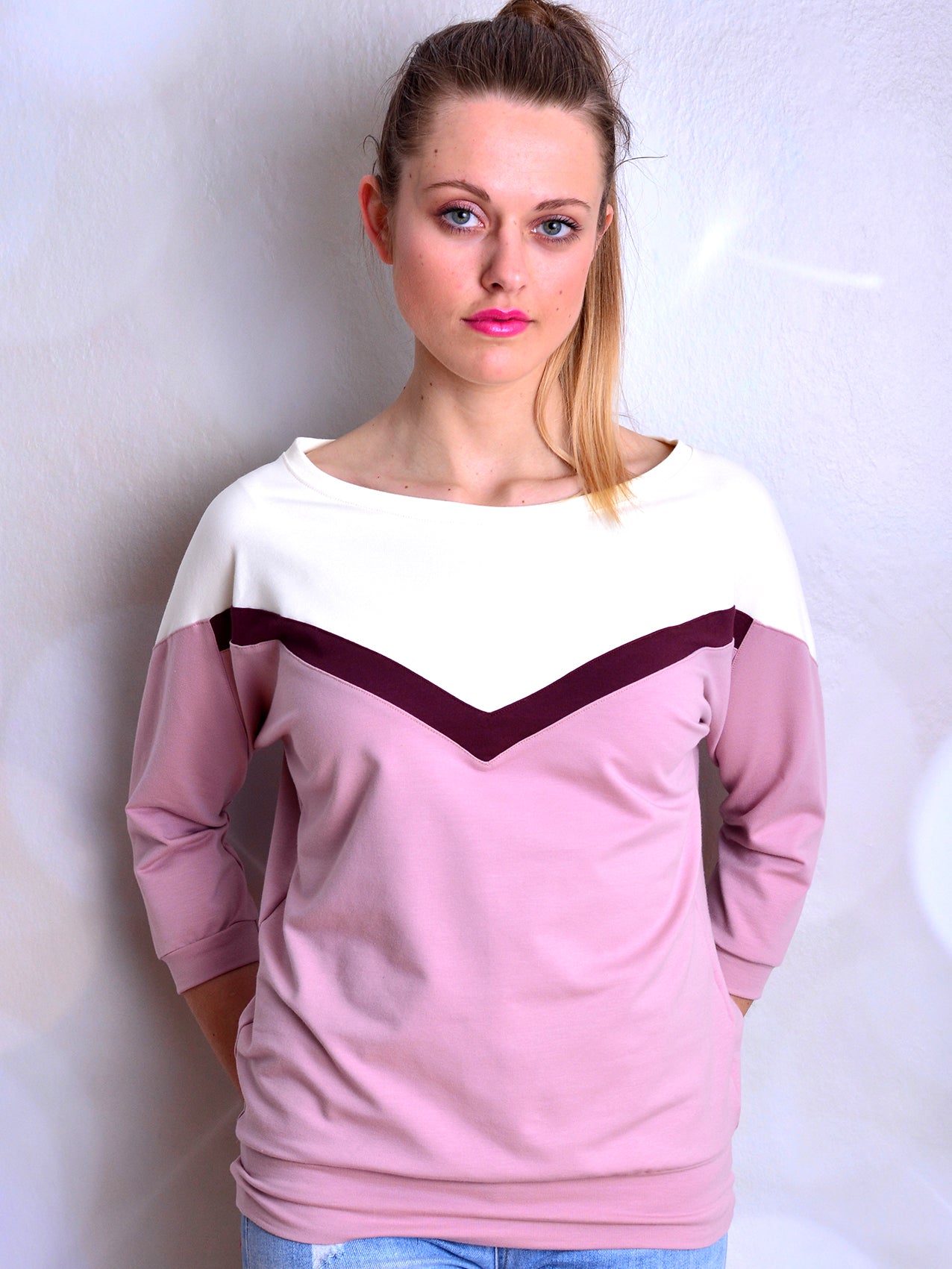 Sweatshirt YVONNE cremeweiss Pullover rosa von STADTKIND POTSDAM