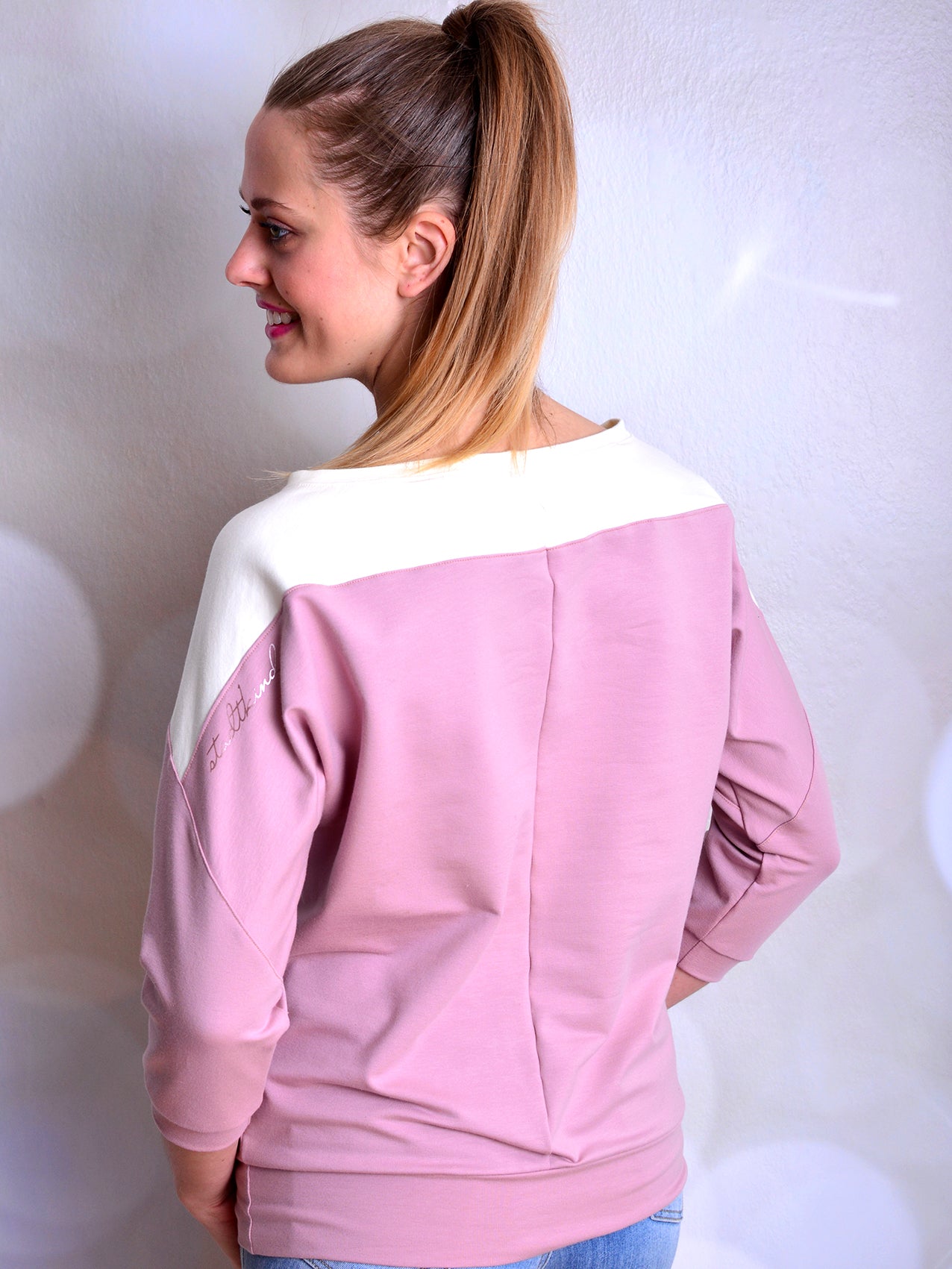 Sweatshirt YVONNE cremeweiss Pullover rosa von STADTKIND POTSDAM