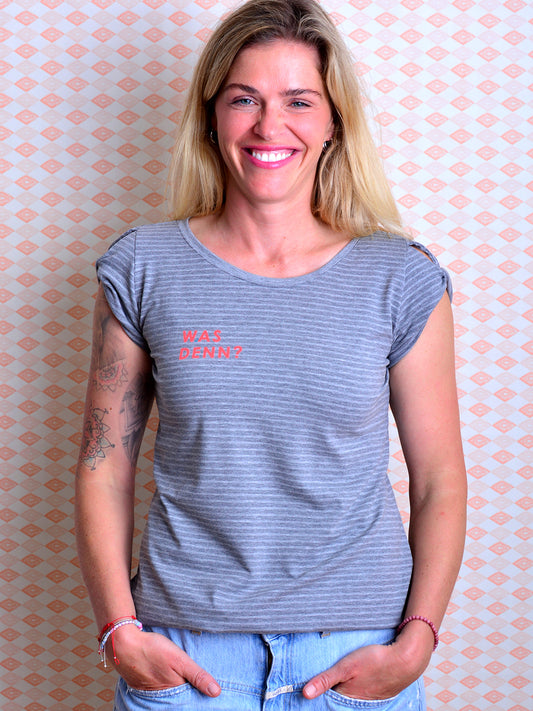 *** Jersey Shirt ASTRID S (36) grau gestreift Streifen