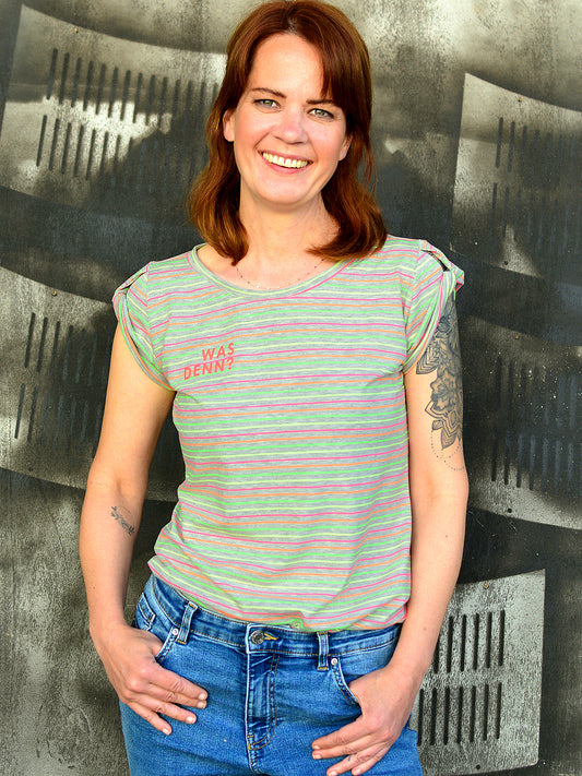 SALE > M (38) & L (40) & XXL (44) Jersey Shirt ASTRID gestreift grau Streifen grün
