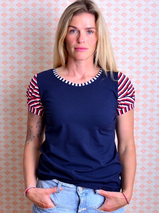 Jersey Shirt REBECCA blau rot weiss Streifen von STADTKIND