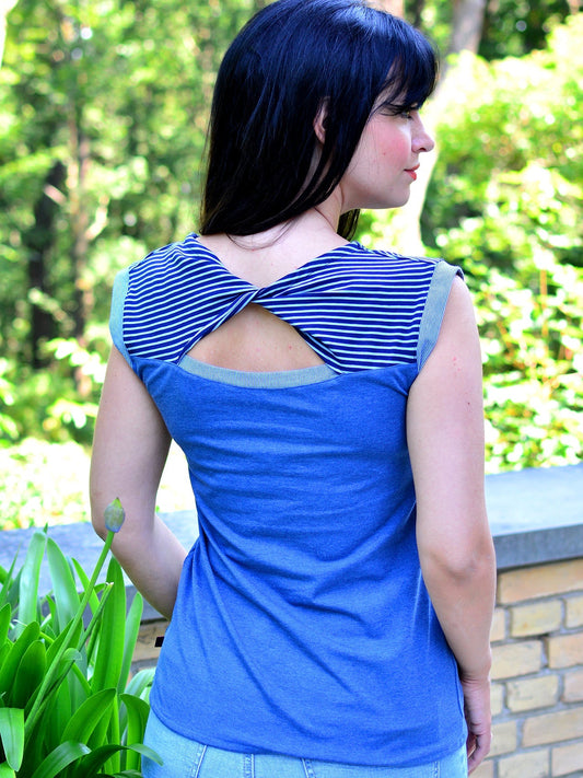 SALE > XS (34) gestreiftes Jersey Shirt SONJA blau Streifen