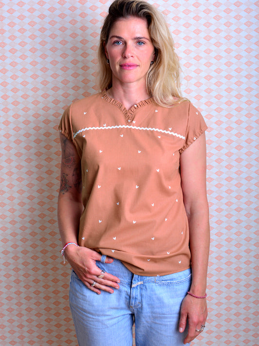 Sommerbluse VIKTORIA braun Herzen von STADTKIND