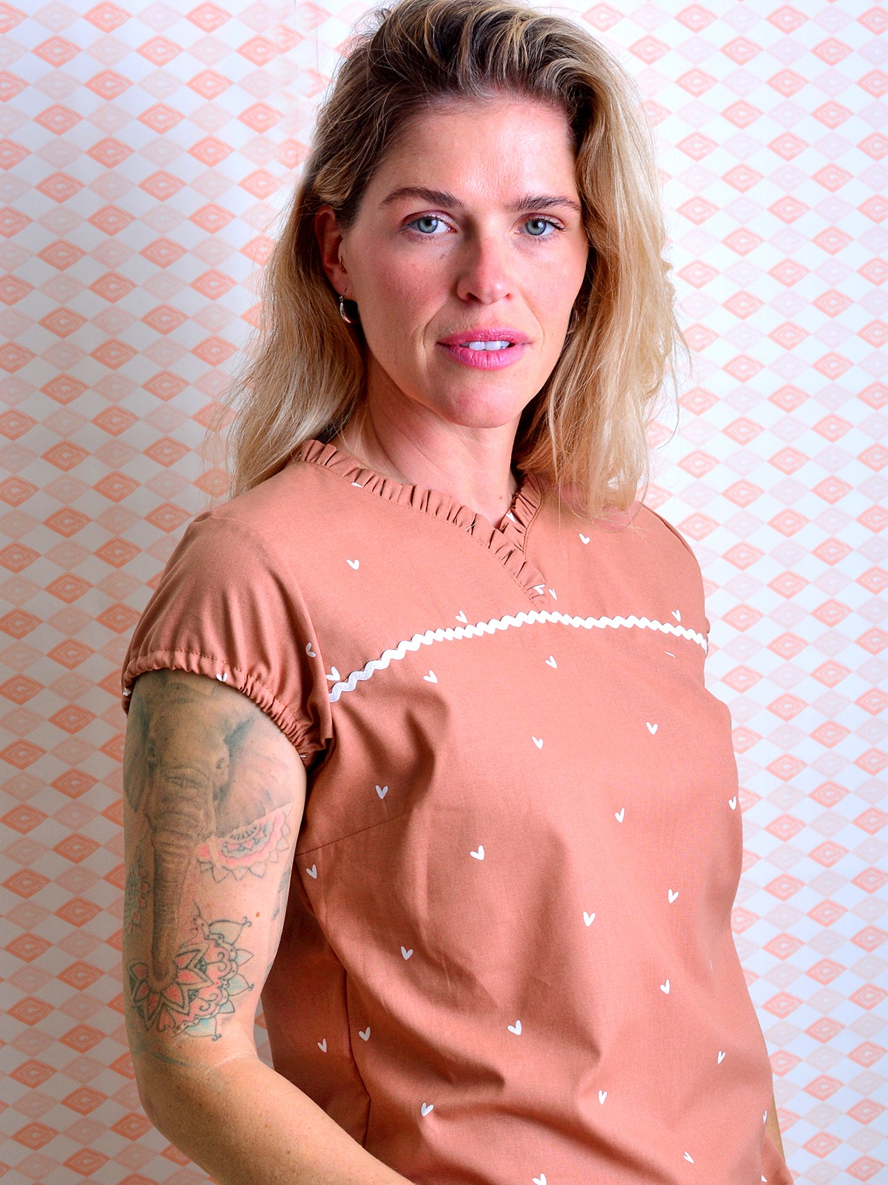 Sommerbluse VIKTORIA braun Herzen von STADTKIND