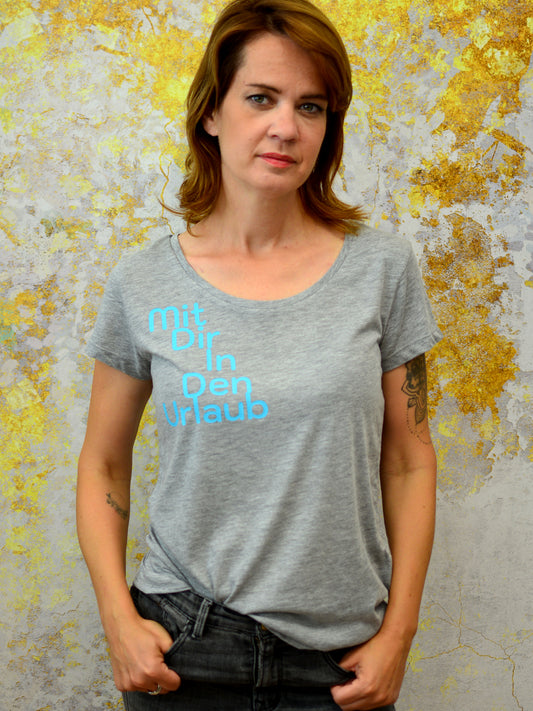 Jersey Shirt MIT DIR IN DEN URLAUB grau meliert