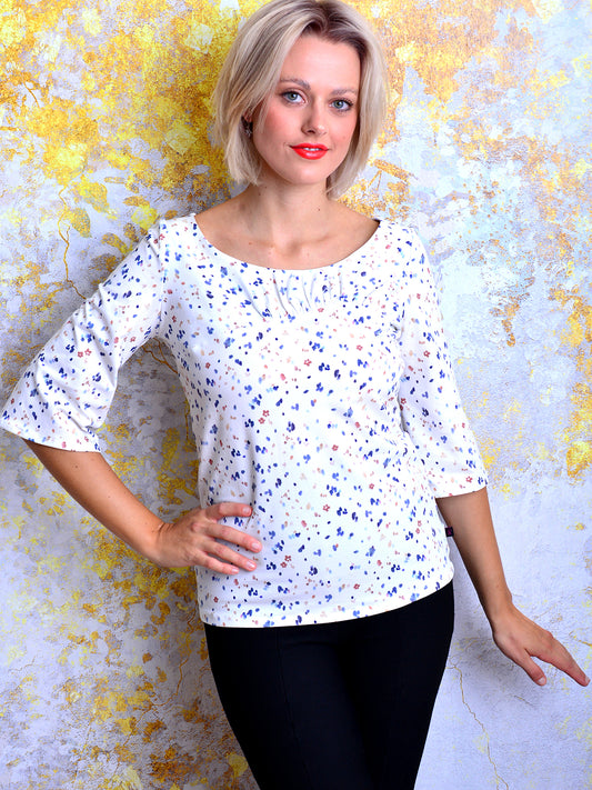 florales Jersey Shirt GABI weiss Blumen von STADTKIND POTSDAM