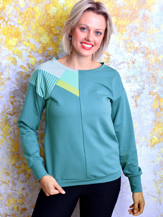 Sweatshirt SANDY mint Streifen türkis von STADTKIND POTSDAM