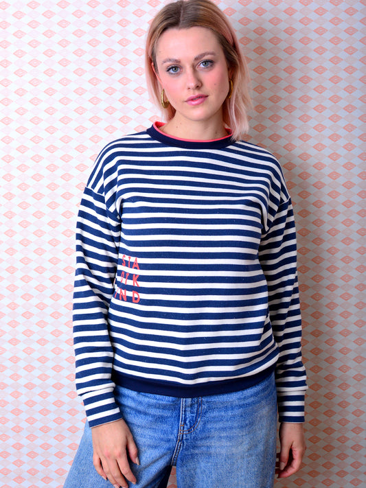 gestreiftes Sweatshirt ILKA dunkelblau Streifen blau von STADTKIND