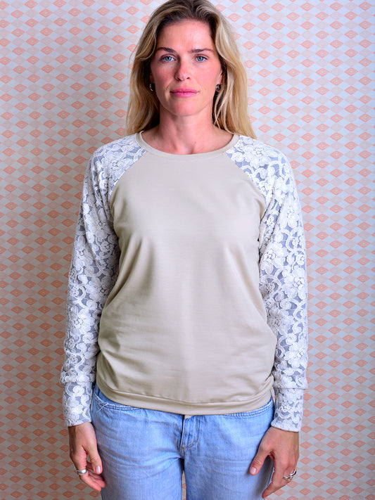 *** Sweatshirt CLAUDIA M (38) & XL (42) & XXL (44) beige Blumen
