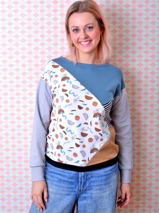 Sweatshirt LINDA blau weiss braun von STADTKIND