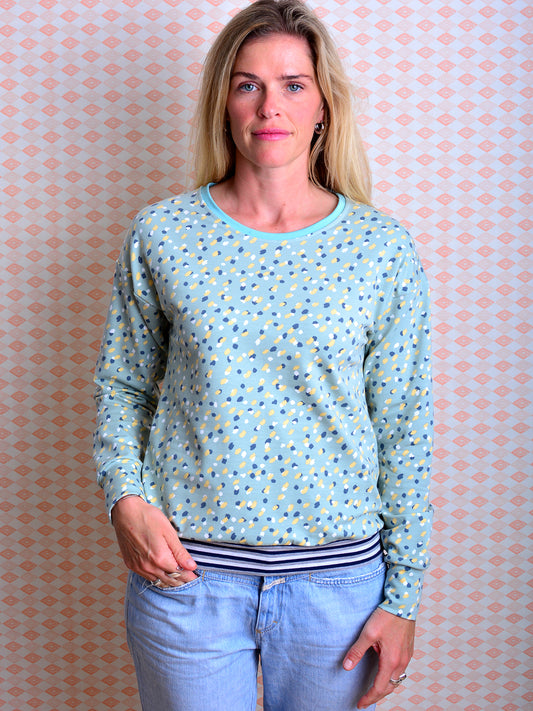 *** Sweatshirt LINDA S (36) & M (38) & L (40) mintgrün Punkte