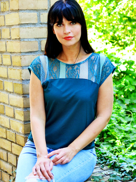 Jersey Shirt SOPHIE petrol Spitze von STADTKIND POTSDAM