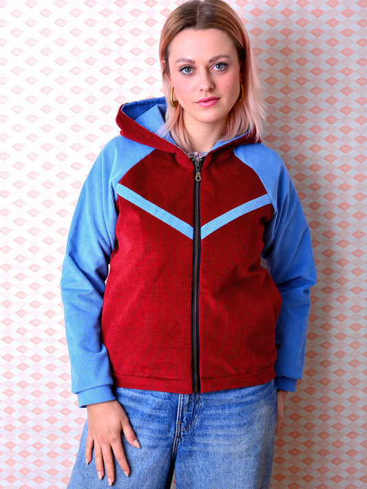 Kapuzen Blouson DENISE blau Cord rot Jacke Kord von STADTKIND