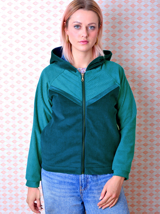 Kapuzen Blouson DENISE grün Cord blau Jacke Kord von STADTKIND