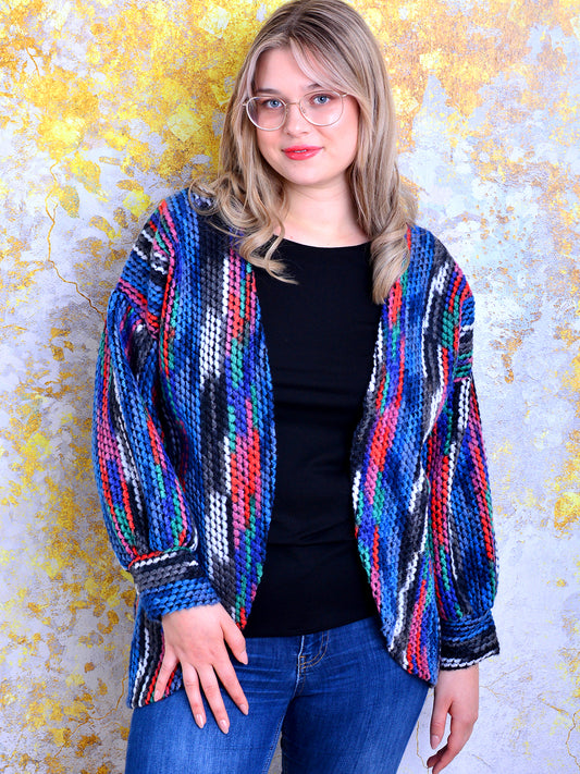 Cardigan CLAIRE blau Punkte rot Jacke weiss Strickjacke von STADTKIND POTSDAM