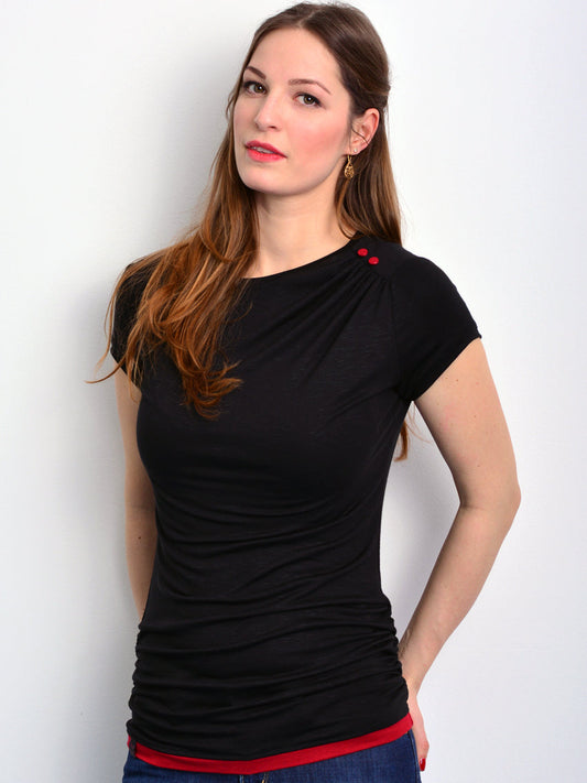 BESTSELLER - Jersey Shirt VERA schwarz Knöpfe