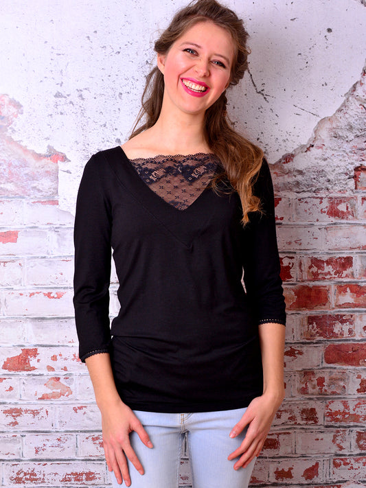 Jersey Shirt BEATE schwarz Spitze von STADTKIND POTSDAM
