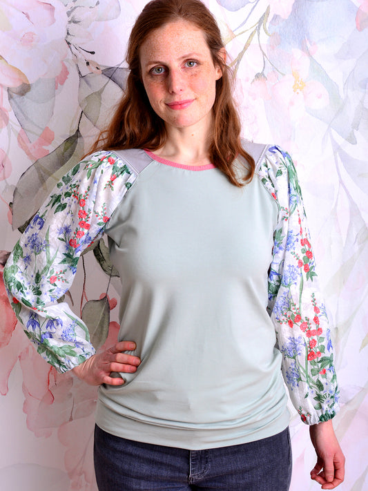 Sweatshirt MARIT mintgrün Blumen türkis von STADTKIND POTSDAM