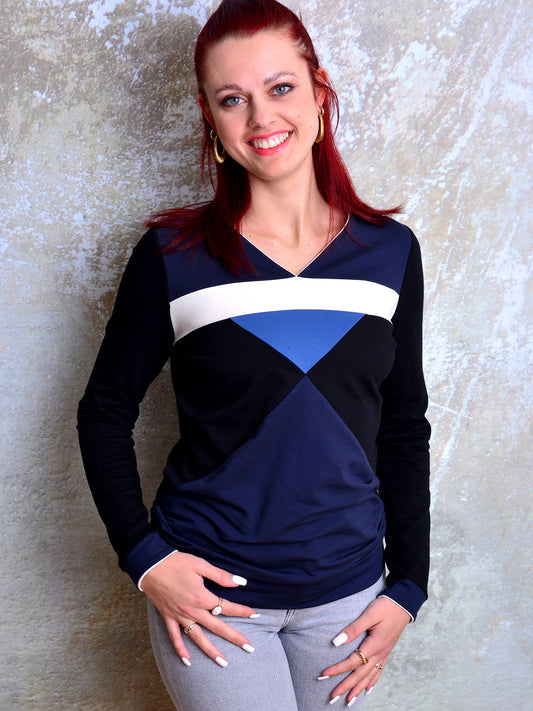 Sweatshirt ANJA schwarz blau weiss von STADTKIND POTSDAM